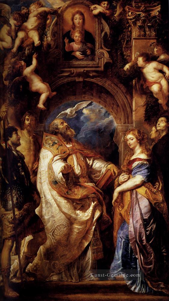 St Gregory mit Heiligen Domitilla Maurus und Papianus Barock Peter Paul Rubens Ölgemälde